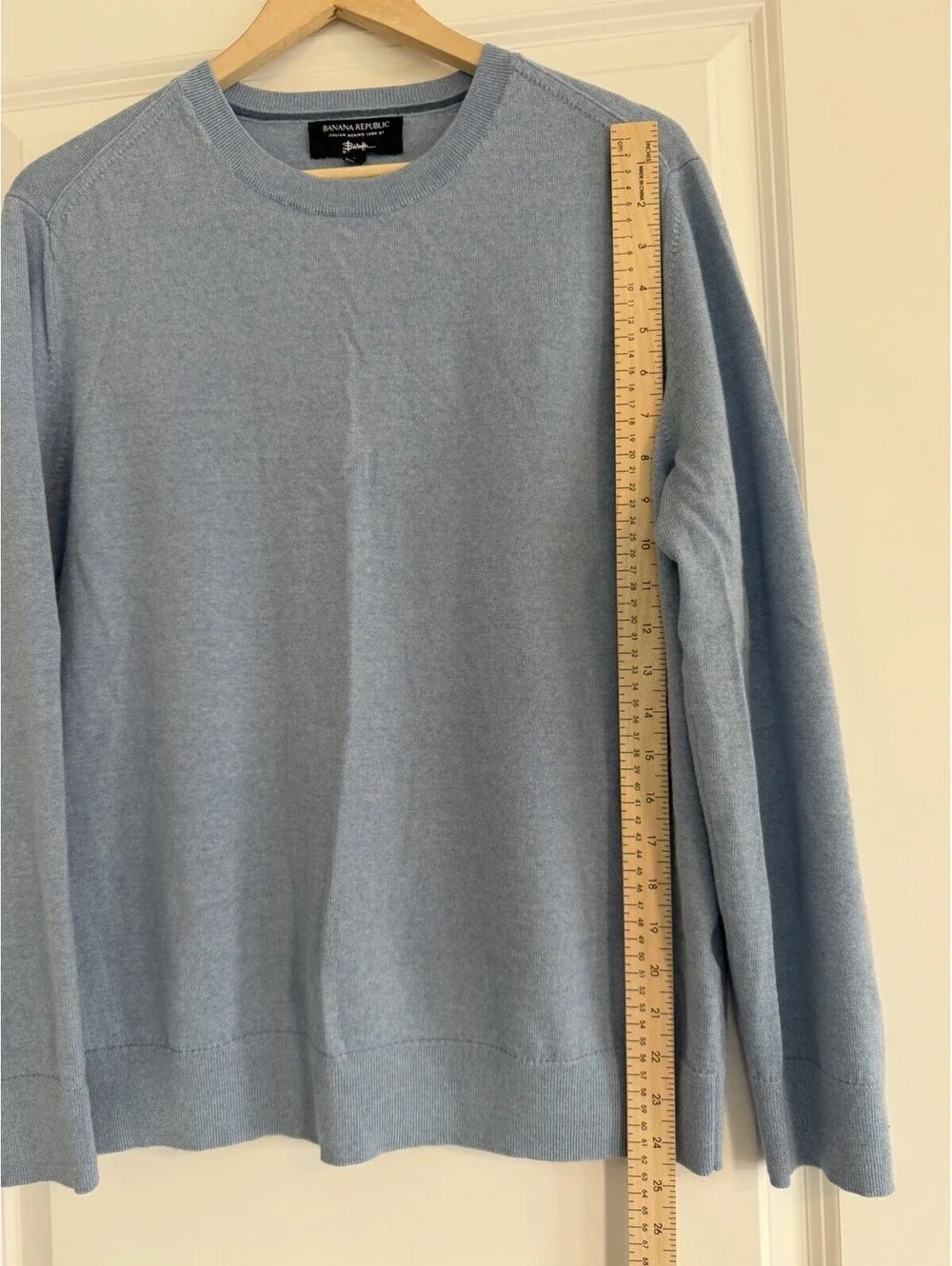 Banana Republic Merino Wool Sweater Men's L Light Blue Barruffa Italian Yarn